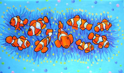 9 little fishies swimming in the sea!  Colourful, creative and fabulous for kids.  They can practise...