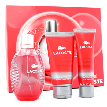  fragrances & cosmetics  - LACOSTE LACOSTE RED COFFRET: EAU DE TOILETTE SPRAY 125ML + AFTER SHAVE BALM 75ML + SHOWER GEL 50ML
