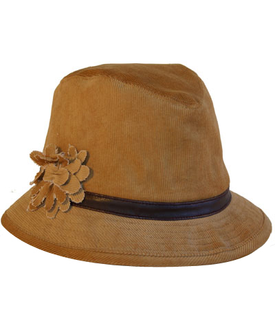 corduroy fedora with flower trim on sportingdirectory.com.au