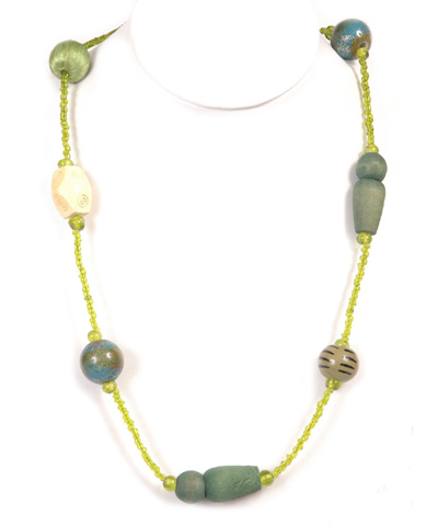 Vibrant Wood Beaded Necklace Bnk-110 - Product image.