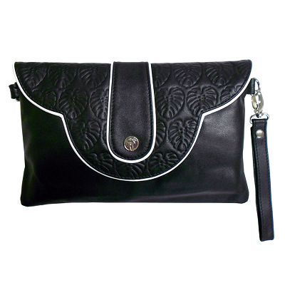 escape to paradise - SUNSET BLACK LEATHER CLUTCH PURSE