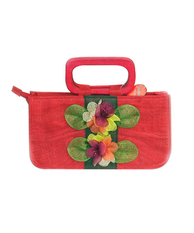 josephine's jewels - RED WITH FLOWERS HANDBAG 161-01