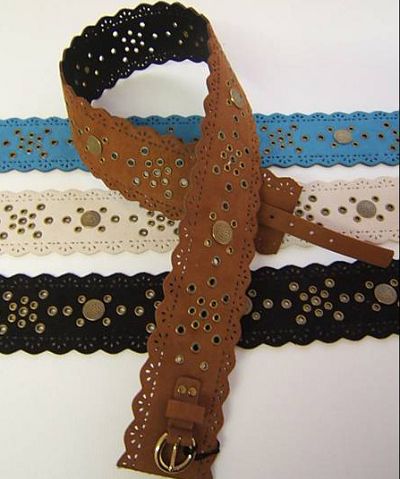 ecclisse -  SCALLOPED EDGE SUEDE LOOK BELT