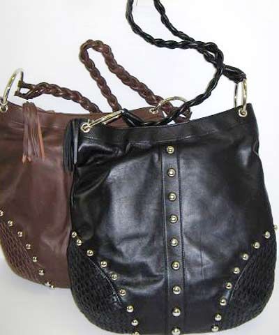 Large Studded Leather Shoulder Bag