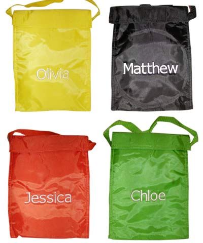 Order with your child�s name embroidered on the front of their lunch bag.  Your kids will love thi...