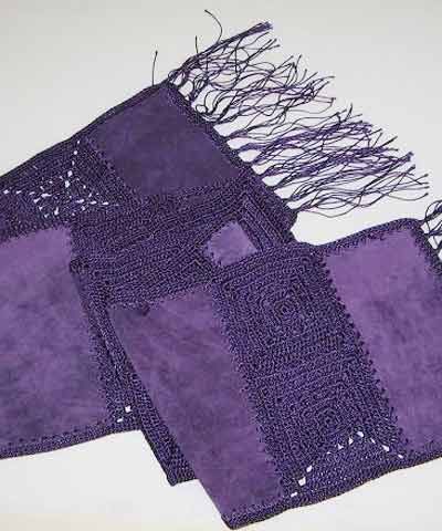 Leather and Crochet Scarf Purple on placetobuy.com.au