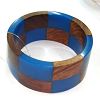 Click to Enlarge - snazzy jazzy - BLUE & WOOD BANGLE