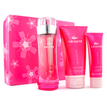  fragrances & cosmetics  - LACOSTE TOUCH OF PINK COFFRET: EDT SPRAY 90ML+ BODY LOTION 150ML+ SHOWER GEL 50ML