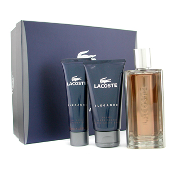  fragrances & cosmetics  - LACOSTE ELEGANCE COFFRET: EAU DE TOILETTE SPRAY 90ML + AFTER SHAVE BALM 75ML + SHOWER GEL 50ML